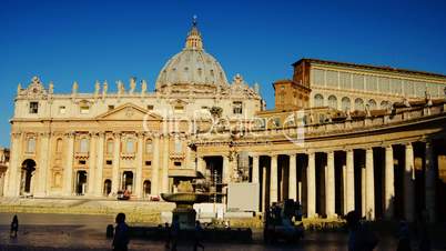 time-lapse with St Peter's Square in Vatican morning