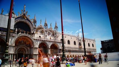 Venice,Italy-circa2012:Scene from Venice city,Italy,with tourists in a famous places,San Marco ,time lapse,