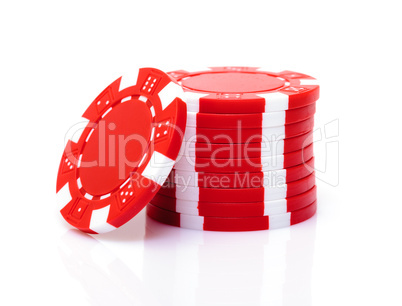 Small Stack of Red Poker Chips