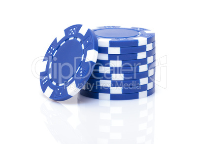 Small Stack of Blue Poker Chips