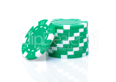 Small Stack of Green Poker Chips
