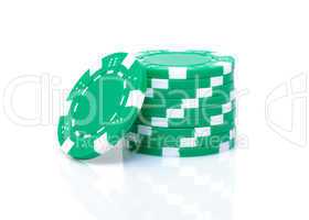 Small Stack of Green Poker Chips