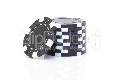 Small Stack of Black Poker Chips