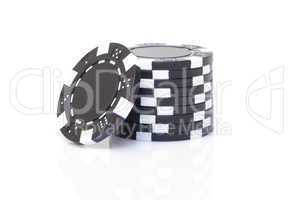 Small Stack of Black Poker Chips