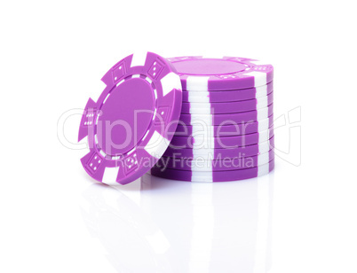 Small Stack of Purple Poker Chips