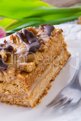 walnut caramel cake