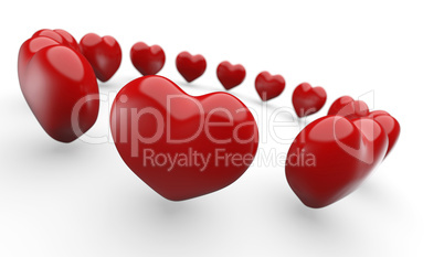 Rote 3D Herzen im Kreis 1