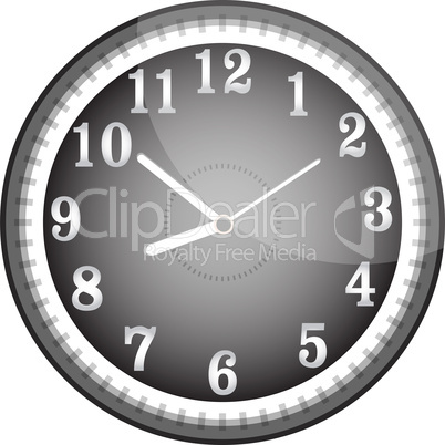 Silver wall clock with black face