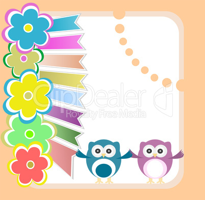 Beautiful happy birthday greeting card with flowers and bird. party invitation with floral elements