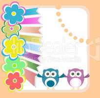 Beautiful happy birthday greeting card with flowers and bird. party invitation with floral elements