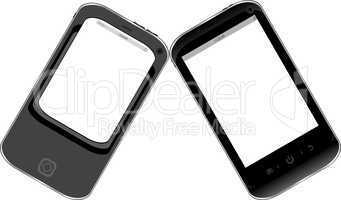 Black smartphone set isolated on white background