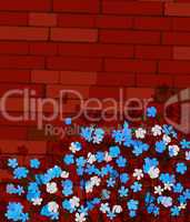 Blue flowers on a wall