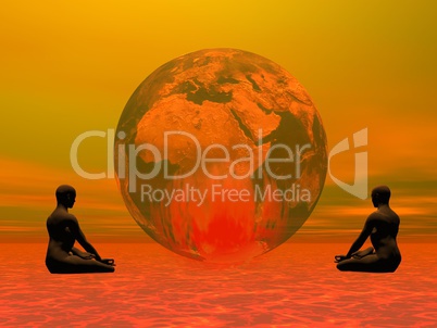 Meditation for burning earth - 3D render