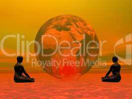 Meditation for burning earth - 3D render