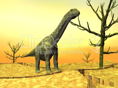 Argentinosaurus dinosaur in the wild - 3D render