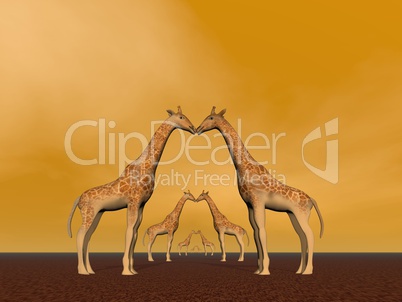 Giraffe couples - 3D render