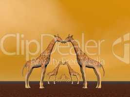 Giraffe couples - 3D render