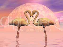 Flamingo love - 3D render