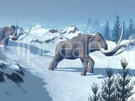 Mammoths walk - 3D render