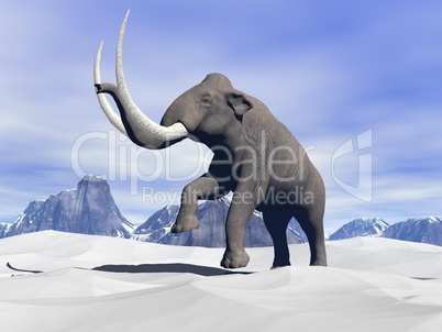Mammoth in the snow - 3D render