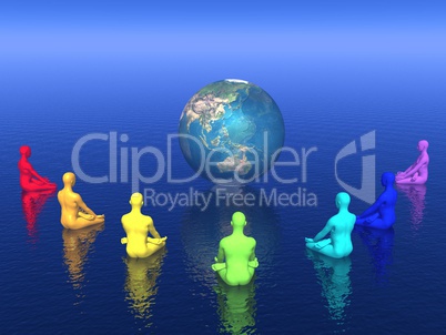 Chakra meditation for earth - 3D render