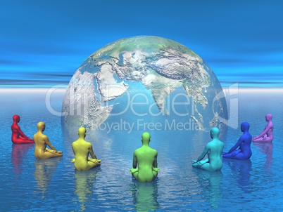 Chakra meditation for earth - 3D render