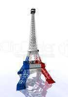 French flag colors on Eiffel tower - 3D render