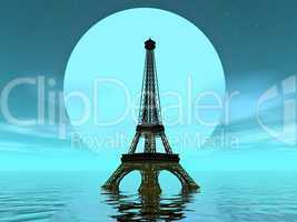 Eiffel tower by moonlight - 3D render