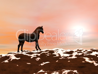 Horse meeting the sun - 3D render