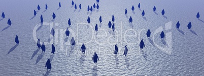 Penguin population - 3D render