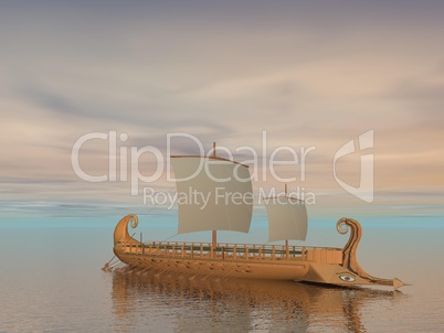 Greek trireme boat - 3D render