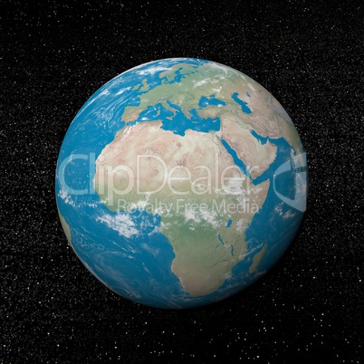 Africa continent and stars - 3D render