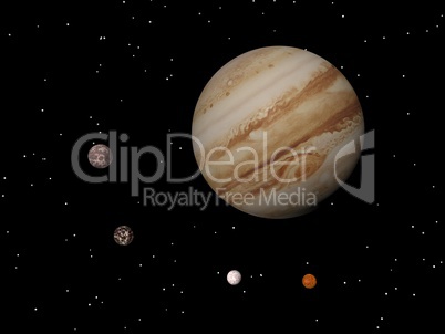 Jupiter and four galilean satellites of Jupiter (Callisto, Ganym