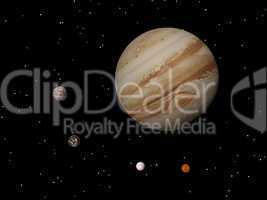 Jupiter and four galilean satellites of Jupiter (Callisto, Ganym