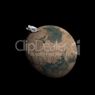 Mars planet and Deimos satellite - 3D render