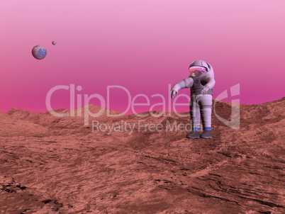 First man on Mars planet - 3D render