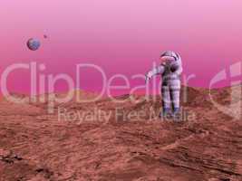 First man on Mars planet - 3D render