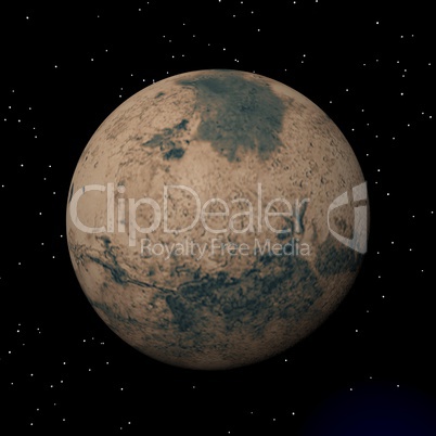 Mars planet at night - 3D render