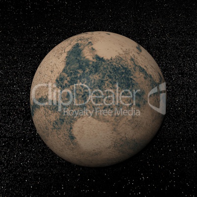 Mars planet and stars - 3D render
