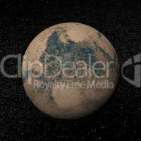 Mars planet and stars - 3D render