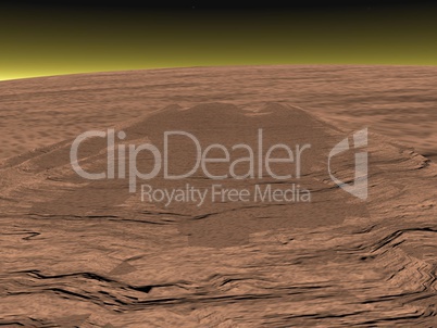Mons Olympus on Mars planet - 3D render