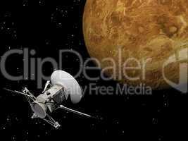Magellan spacecraft near Venus planet - 3D render
