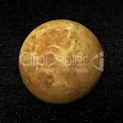 Venus planet and stars - 3D render