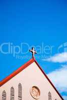 church with blue sky