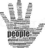 Like hand symbol with tag cloud of social word