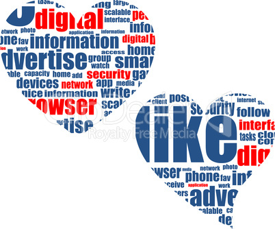 Social media marketing - word cloud in heart