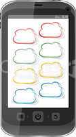 Cloud computing concept. Mobile phone with cloud icon