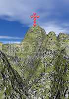 Cross of love upon the mountain - 3D render