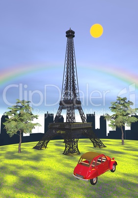 Eiffel tower, Paris, France - 3D render