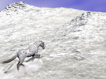 Horse climbing the mountain - 3D render
